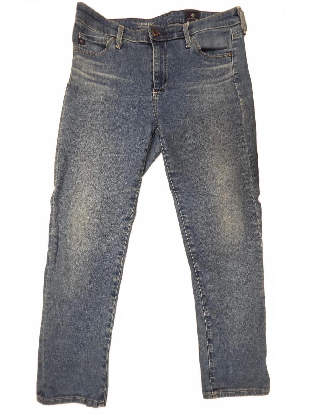 AG Adriano Goldschmied The Prima Crop Mid Rise Cigarette Jeans Size 28 Blue